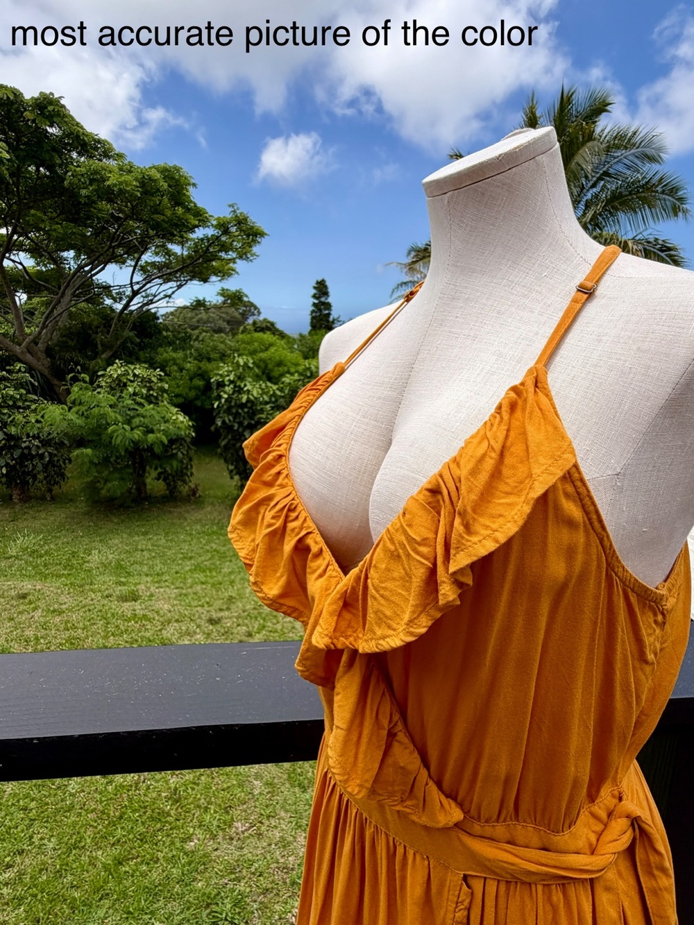 Roxy Rooftop Sunrise Yellow Halter Midi Dress with Ruffles Size M - Picture 5 of 15